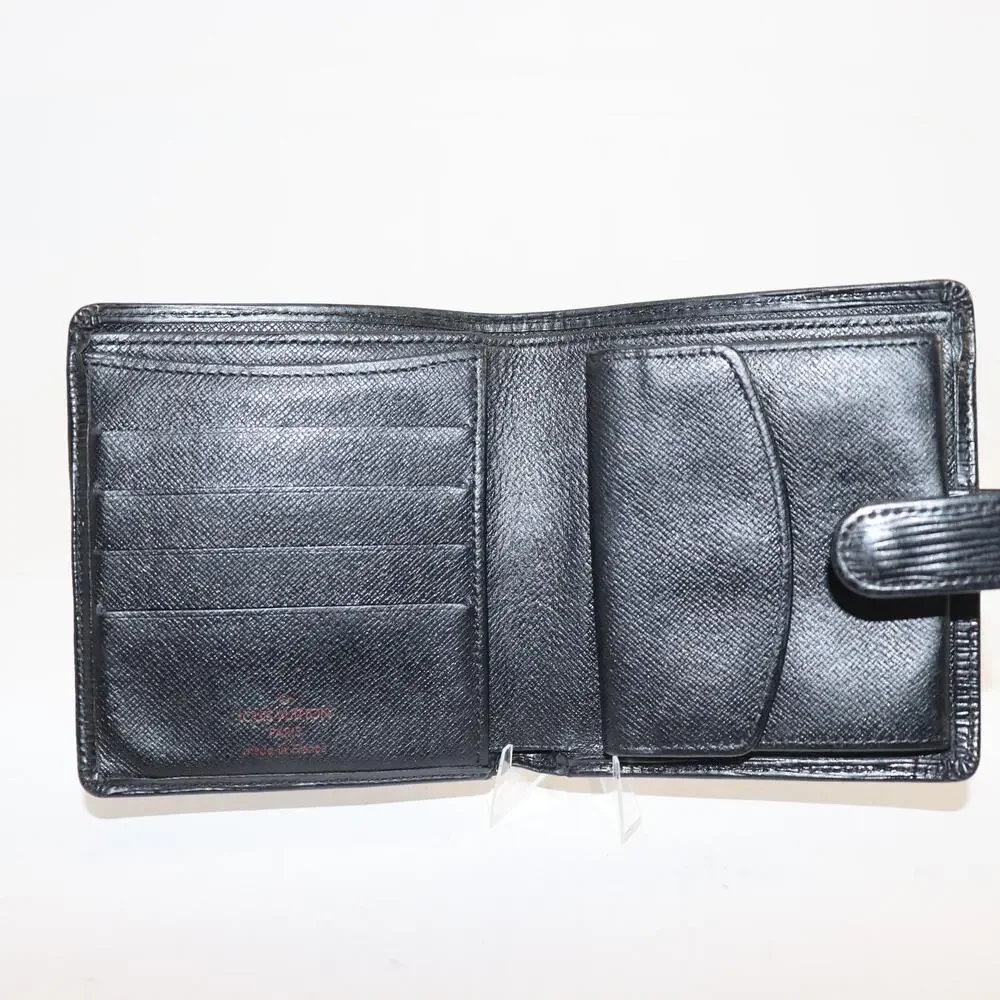 Louis Vuitton Black Epi Leather Bifold Wallet Snap‎ Coin Purse Spain
